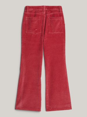 pantaloni adaptive a campana in velluto rosa da bambine tommy hilfiger