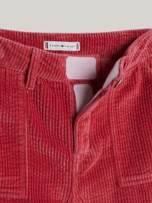 pantaloni adaptive a campana in velluto rosa da bambine tommy hilfiger