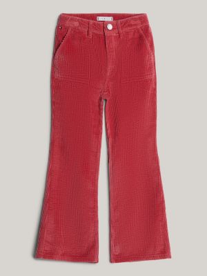 pink adaptive corduroy flared trousers for girls tommy hilfiger