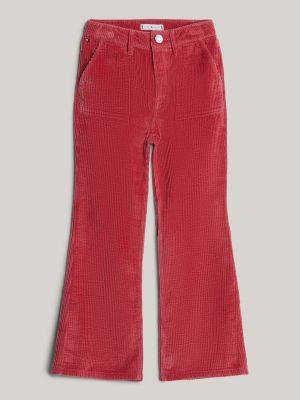 pantaloni adaptive a campana in velluto pink da bambine tommy hilfiger