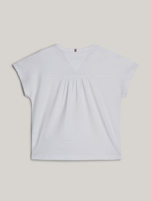 camiseta adaptive con logo y estrella blanco de niñas tommy hilfiger