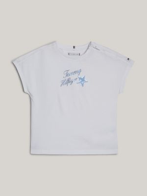 t-shirt adaptive con stella e logo white da bambine tommy hilfiger