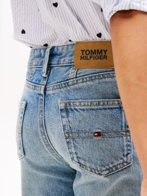 blue high rise tapered jeans for girls tommy hilfiger