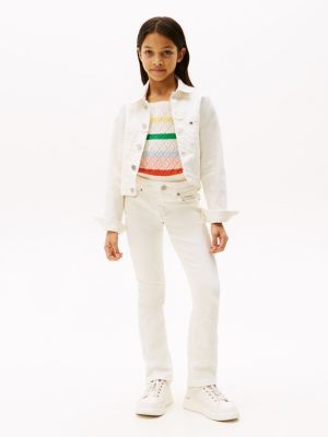 jean évasé blanc grey pour filles tommy hilfiger