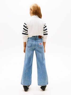 blue sequin flag wide leg jeans for girls tommy hilfiger