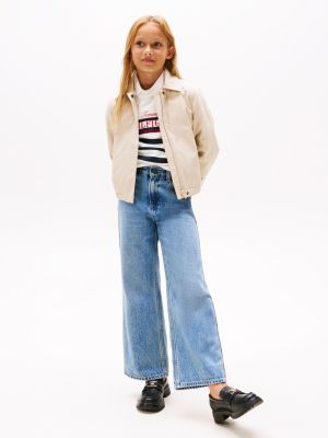 blue jeans met paillettenvlag en wijde fit voor meisjes - tommy hilfiger