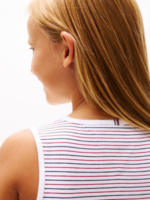 multi stripe peplum sleeveless top for girls tommy hilfiger