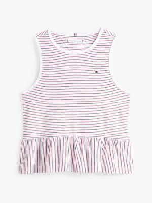 multi stripe peplum sleeveless top for girls tommy hilfiger