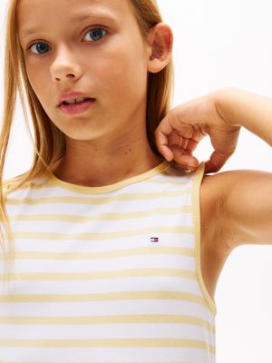 yellow stripe peplum sleeveless top for girls tommy hilfiger