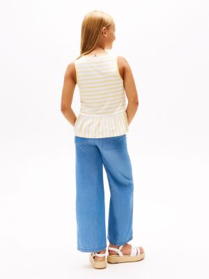 yellow stripe peplum sleeveless top for girls tommy hilfiger