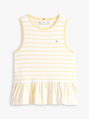 yellow stripe peplum sleeveless top for girls tommy hilfiger