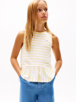 camiseta peplum de rayas sin mangas yellow de niñas tommy hilfiger