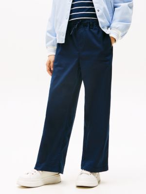 blue wide leg trousers for girls tommy hilfiger