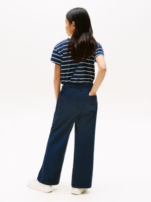 blue wide leg trousers for girls tommy hilfiger