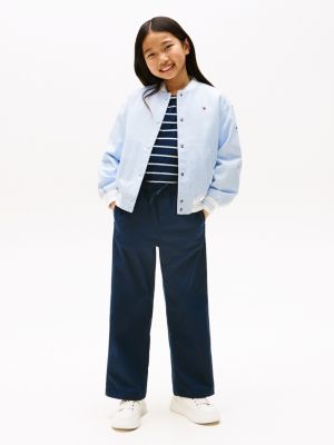 blue wide leg trousers for girls tommy hilfiger