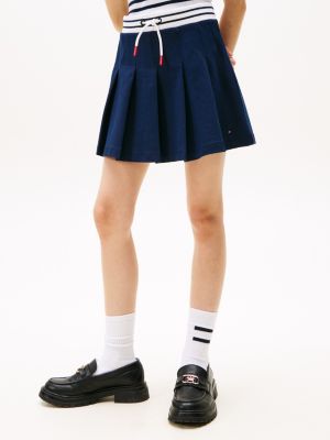 minigonna a pieghe blu da bambine tommy hilfiger