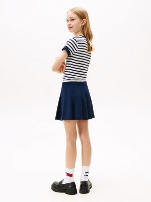 minigonna a pieghe blu da bambine tommy hilfiger