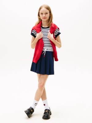 minigonna a pieghe blu da bambine tommy hilfiger