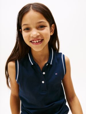 multi tipped collar sleeveless polo shirt for girls tommy hilfiger