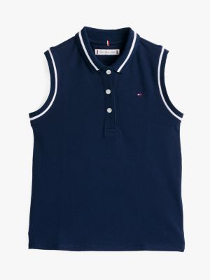 multi tipped collar sleeveless polo shirt for girls tommy hilfiger