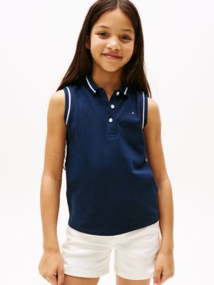 polo senza maniche con profili a contrasto multi da bambine tommy hilfiger