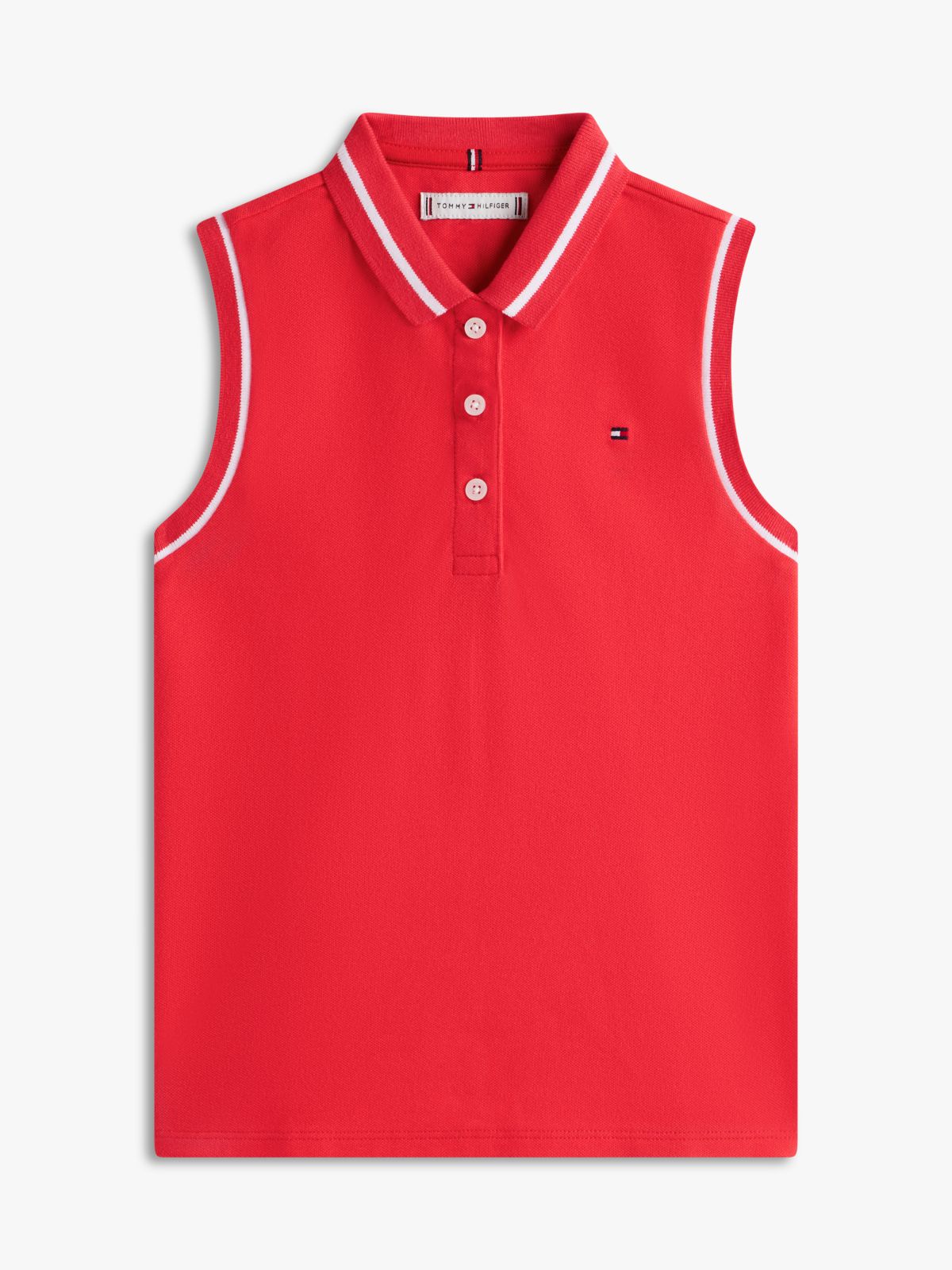 Essential Tipped Sleeveless Polo Shirt — Red