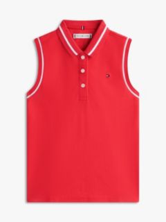 Essential Tipped Sleeveless Polo Shirt — Red 5