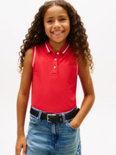 Essential Tipped Sleeveless Polo Shirt — Red 1
