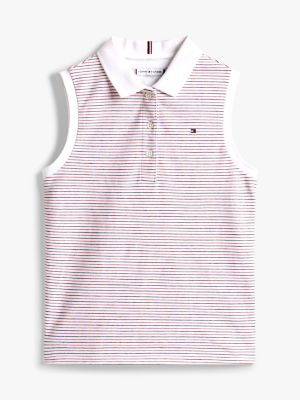 multi tipped collar sleeveless polo shirt for girls tommy hilfiger