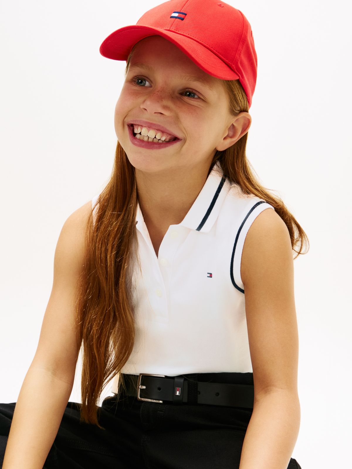 Essential Tipped Sleeveless Polo Shirt — White
