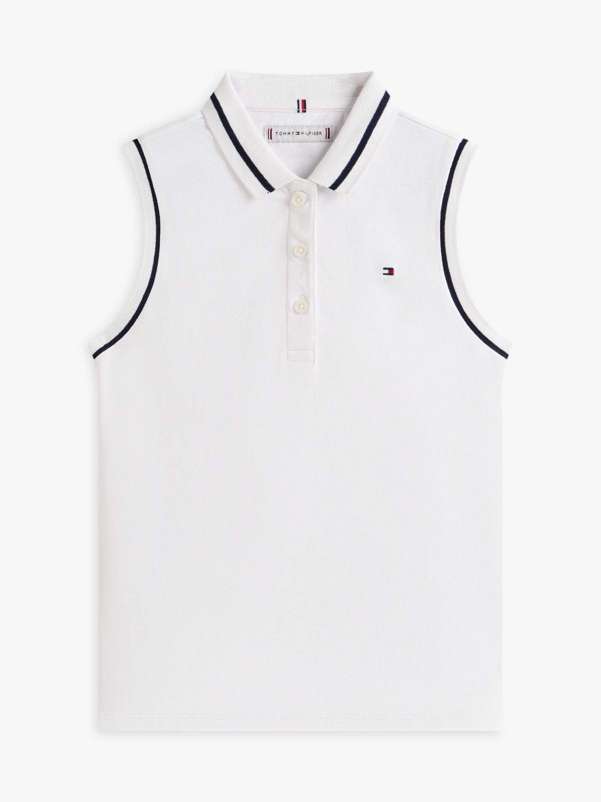 Essential Tipped Sleeveless Polo Shirt — White