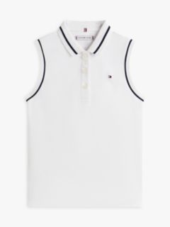 Essential Tipped Sleeveless Polo Shirt — White 5