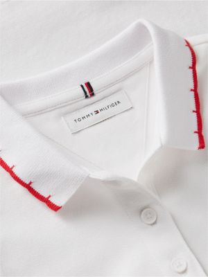 wit essential mouwloze polo met streepdetails voor meisjes - tommy hilfiger