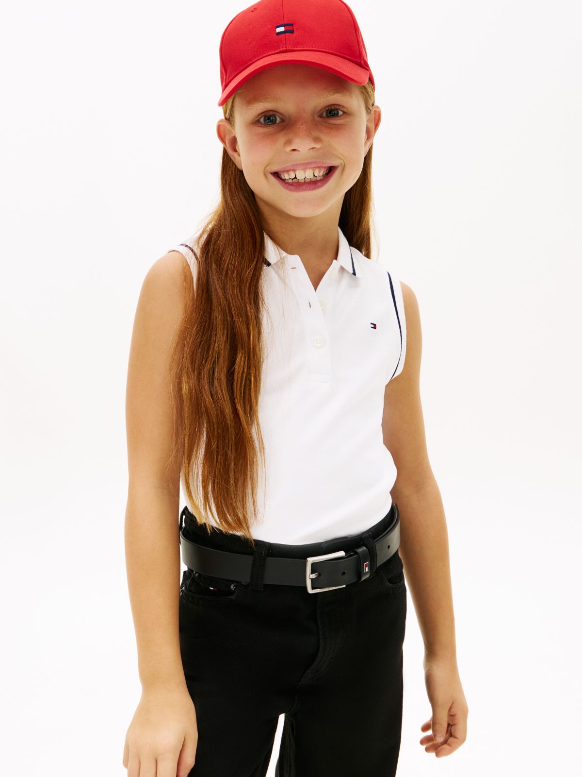 Essential Tipped Sleeveless Polo Shirt — White