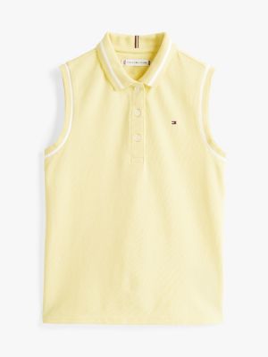 yellow tipped collar sleeveless polo shirt for girls tommy hilfiger