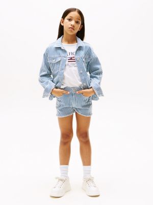 multi stripe denim overshirt for girls tommy hilfiger