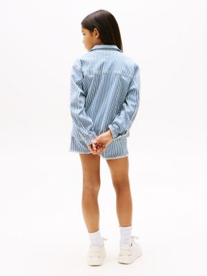 multi gestreiftes overshirt aus denim für mädchen - tommy hilfiger