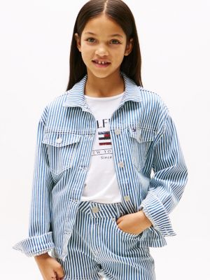 multi denim overshirt met strepen voor meisjes - tommy hilfiger