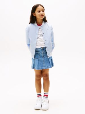 blue relaxed back logo varsity jacket for girls tommy hilfiger