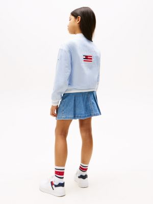 blue relaxed back logo varsity jacket for girls tommy hilfiger