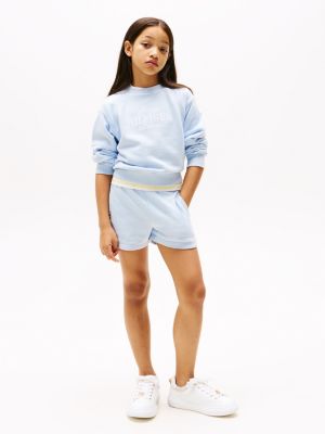 blue relaxed fit joggingshort voor meisjes - tommy hilfiger