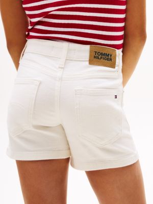 short nora en denim blanc pour filles tommy hilfiger