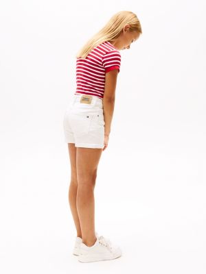 shorts nora in denim bianco da bambine tommy hilfiger