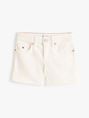 shorts nora in denim bianco da bambine tommy hilfiger