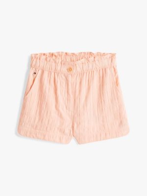 shorts con finitura tramata rosa da bambine tommy hilfiger