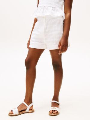 white textured shorts for girls tommy hilfiger