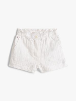 shorts con finitura tramata bianco da bambine tommy hilfiger