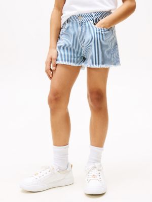 multi gestreifte shorts aus denim für mädchen - tommy hilfiger