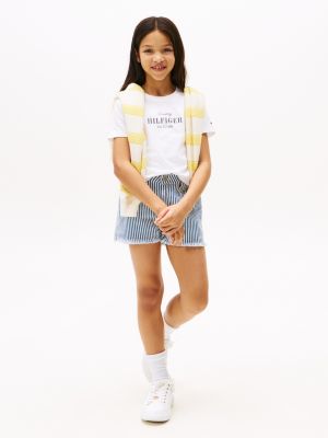 shorts in denim a righe multi da bambine tommy hilfiger