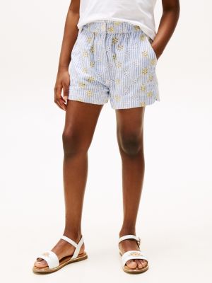 shorts a righe con dettagli in sangallo multicolore da bambine tommy hilfiger